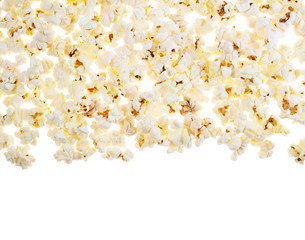White surface covered with the popcorn