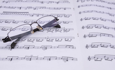 Music  book and glasses