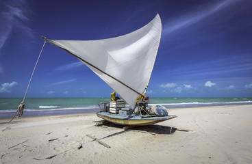 Fishing boat on the beach of Natal, Brazil