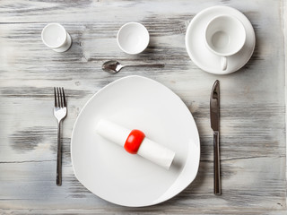 Served table for  breakfast