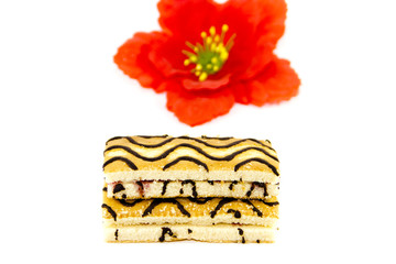 Frischer Kuchen mit Erdbeercreme