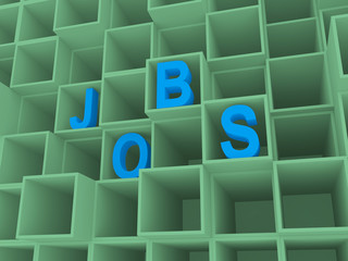 job text in 3d in square boxes, career concept