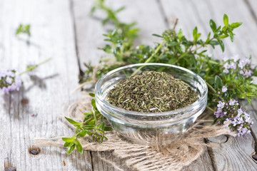 Dried Winter Savory in a bowl