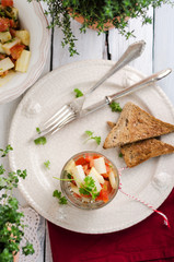 Spargelsalat, Tomaten, Vollkorntoast