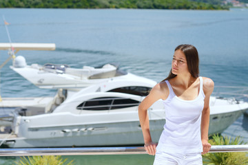Fototapeta na wymiar woman on luxury yacht