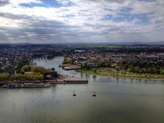 Fototapeta na wymiar View over rhine river to Koblenz