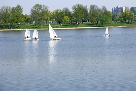 Small boats sailing