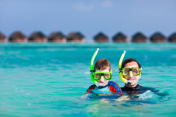 Father and son snorkeling