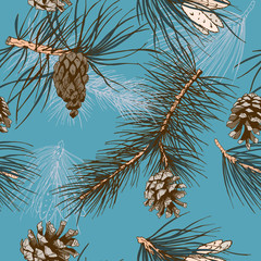 Pine branches seamless colored wallpaper