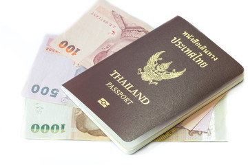 Thailand passport with Thai money