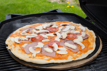 Home made pizza with soda