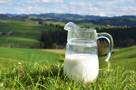 Jug of milk. Emmental region, Switzerland