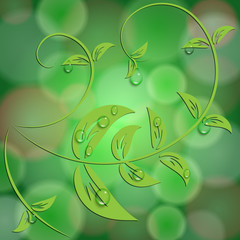 Vector abstract green background with bokeh light effects and