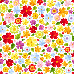 Seamless background with colorful flowers. Vector illustration.