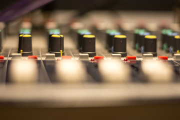 audio mixer, buttons and crossfaders 