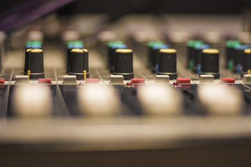 audio mixer, buttons and crossfaders 