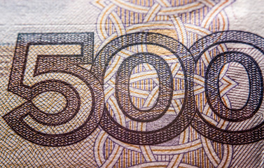 Russian rouble bill, macro photography