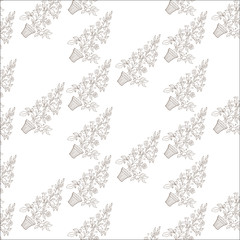 flower in pot sketch. Seamless pattern