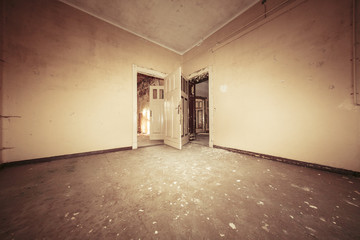 empty dirty grunge interior with vintage color filter
