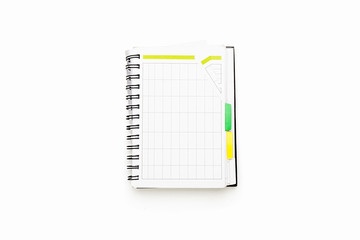 open schedule with ring binder, isolated on white