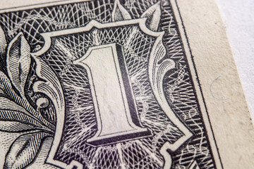 One dollar bill, super macro