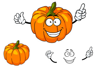 Happy colorful orange cartoon pumpkin