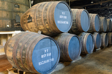 Obraz premium Wooden wine barrels in Porto, Portugal
