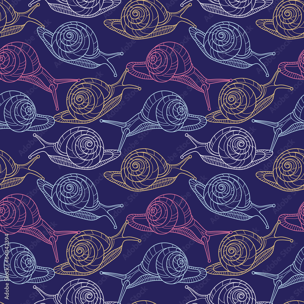 Poster snails seamless pattern
