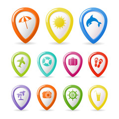 Colorful summer icons set
