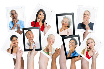 Human Hands Holding Digital Tablets