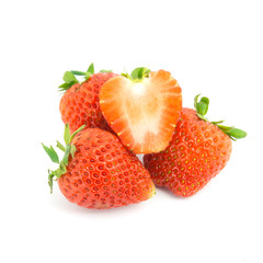 fresh strawberries isolated on white background.