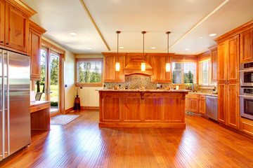 Spacious kitchen room with island