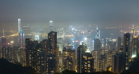 Panorama of Hong Kong and Kowloon from Victoria Gap, near the to
