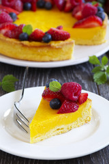 Lemon cake with summer berries.
