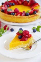 Lemon cake with summer berries.