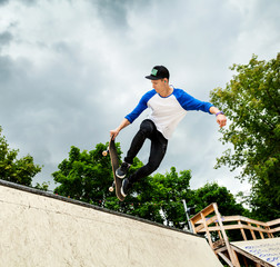 Skateboarder in the skatepark