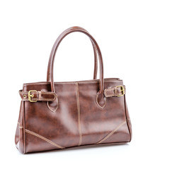 Woman leather bag isolated white background