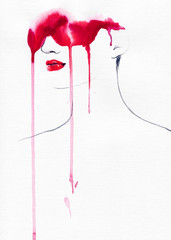 abstract watercolor .woman portrait
