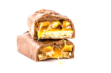 Chocolate bar isolated white background