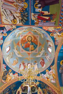 Plafond peint dans l'&eacute;glise de Stavrovouni