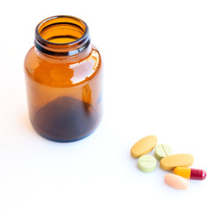 pills in blisters isolated on white background