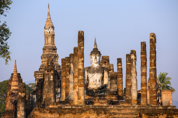 Buddha statue in Wat Mahathat temple, Sukhothai Historical Park,