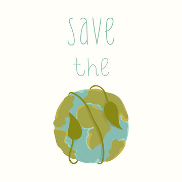 Earth day card template. Vector postcard layout. Save the Earth