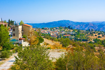 Fototapeta na wymiar Lefkara village in mountain valley of Cyprus island
