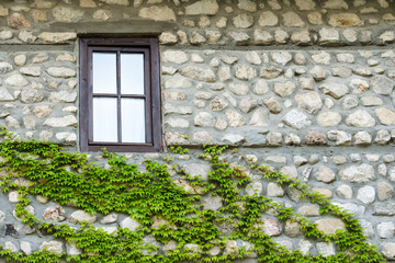 Old stone wall and window, Melnik, Bulgaria