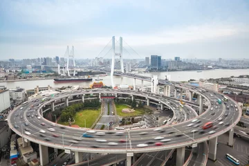 Tableaux ronds sur aluminium Pont de Nanpu pont de shanghai nanpu