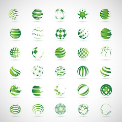 Sphere Icons Set - Isolated On Gray Background