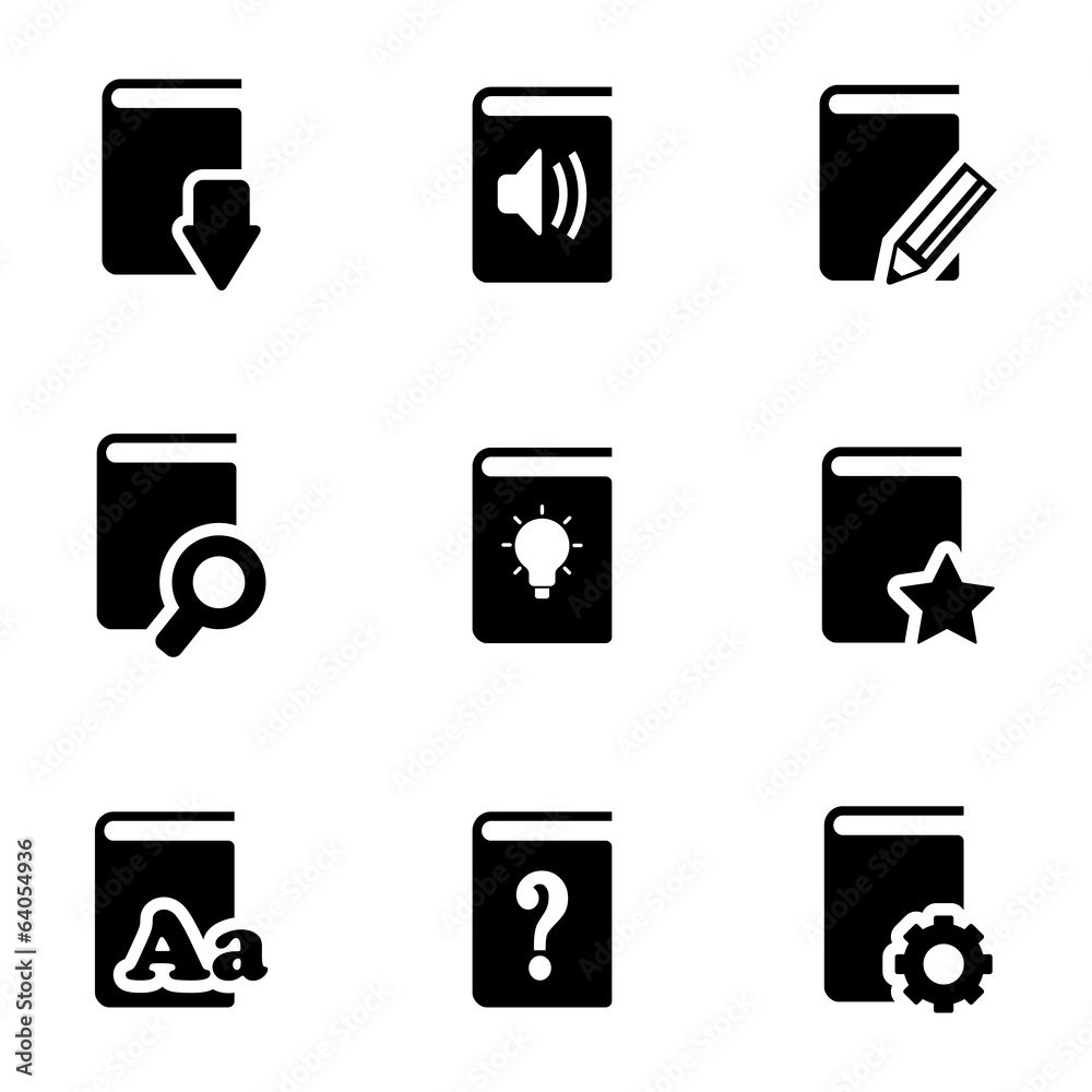 Wall mural vector black books icons set