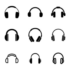 Vector black headphone icons set - 64054953