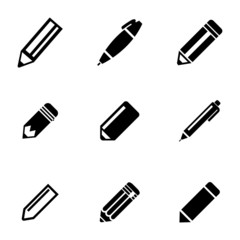 Vector black pencil icons set